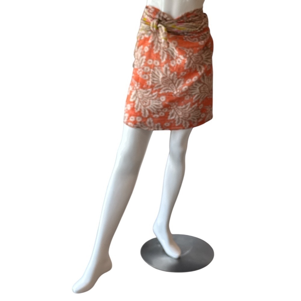 Loft Orange & Pink Multi Floral Cotton Scarf Sarong or Halter Top - Picture 6 of 13